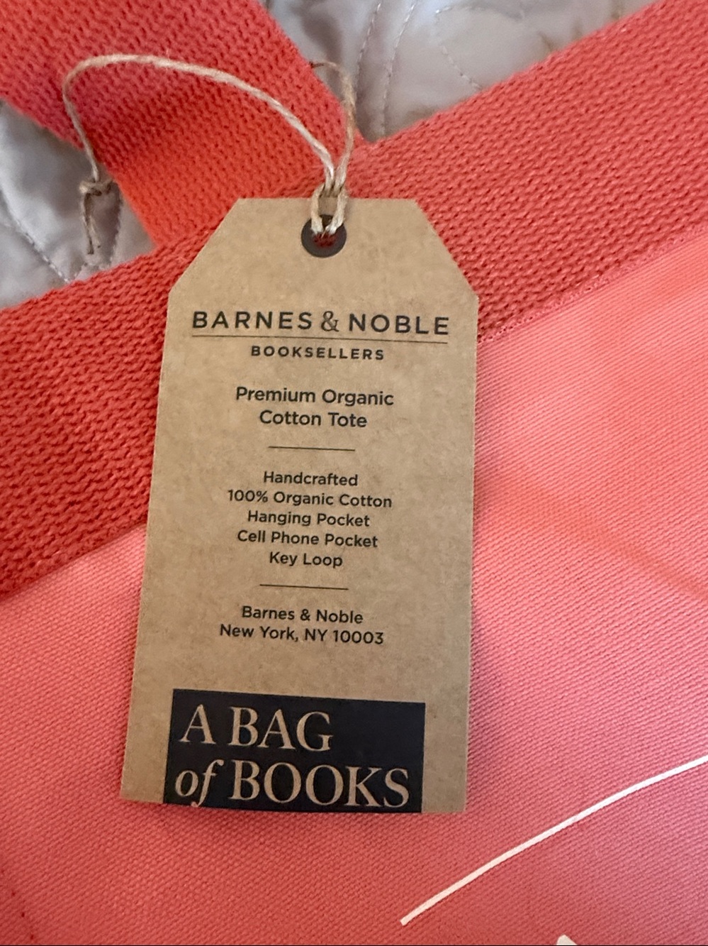 NWT! Barnes & Noble Coral Tote Bag - A Bag of Books - Picture 3 of 8